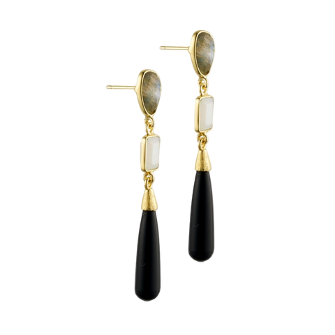 Dagmar post earring w. gemstones