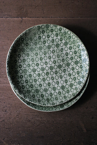Wonki Ware Side Plate - Patterned Dark Green