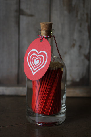Luxury Matches in Glass Bottle - Red Heart