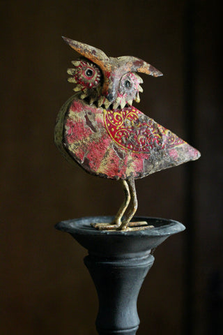 Vintage Painted Metal Owl