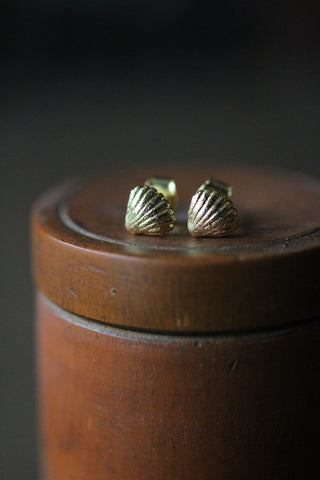 Post Earring with seashell gold plated