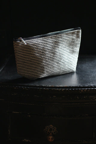 Cosmetic Bag -Thin black stripes