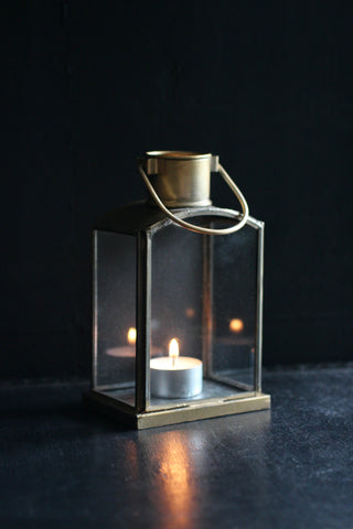 Antiqued Brass Lantern Small