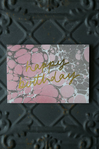 Wanderlust Card - Pink Marble 'Happy Birthday'