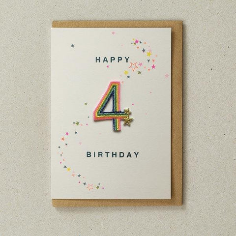 Embroidered Patch Card 4th Birthday