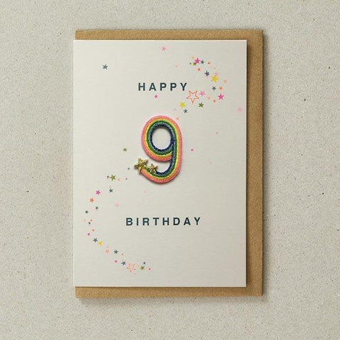 Embroidered Patch Card 9th Birthday