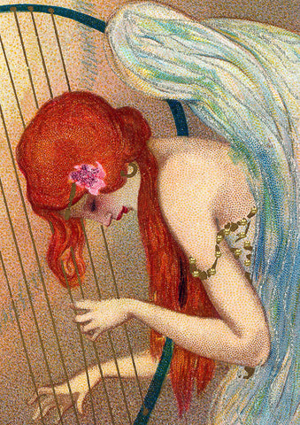 Madame Treacle Angel & Harp Christmas Card