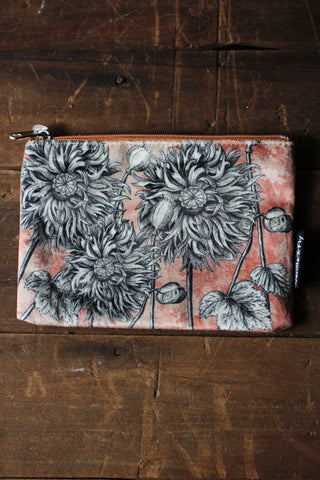 Coral Poppy Velvet Pouch