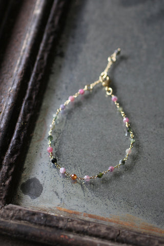 Gold plated bracelet with tourmaline stones