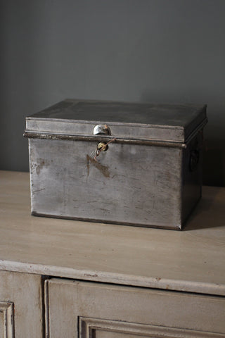 Vintage Steel Deed Box with key