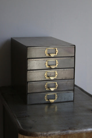 Steel Desktop Drawers Brass Handles