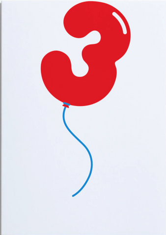 No.3 Birthday Balloon Greeting Card -Crispin Finn