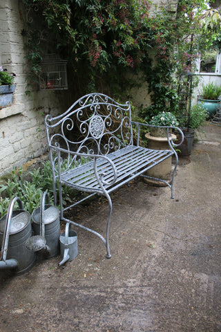 Metal Garden Bench with decorative detail