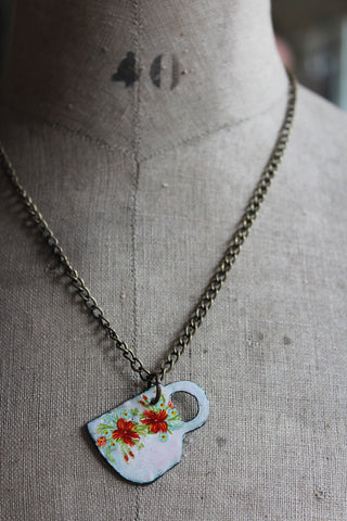 ENAMEL TEA CUP NECKLACE
