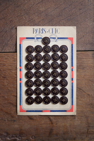 36 Vintage French Buttons on original card
