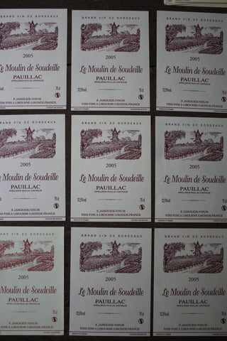 Set of French Wine Labels- Le Moulin de Soudeille
