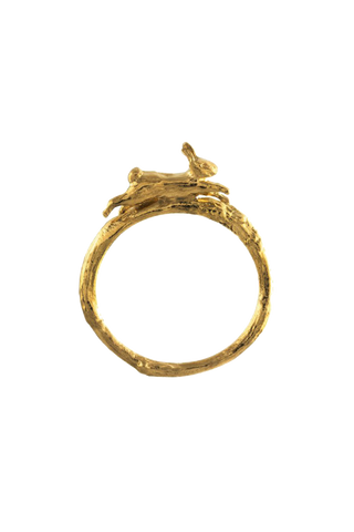 Alex Monroe Leaping Rabbit Ring Gold plated