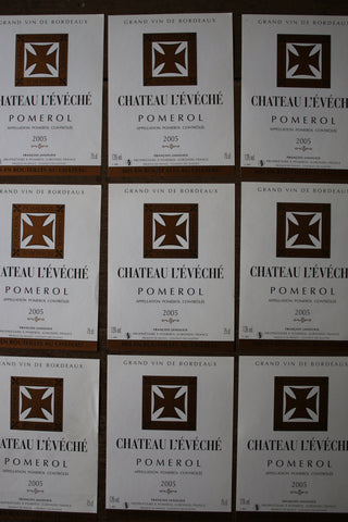 Set of French Wine Labels - Chateau L'évéché