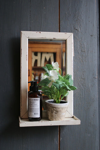 Painted Vintage Mirror with Shelf