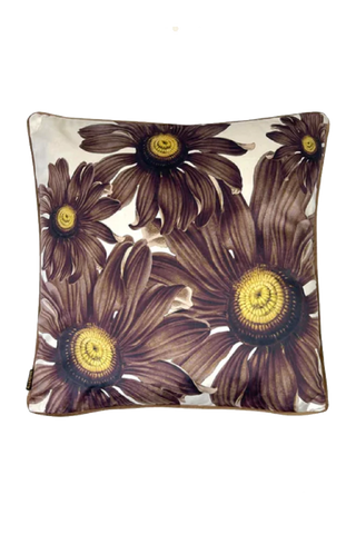 Chocolate Flower Velvet Cushion