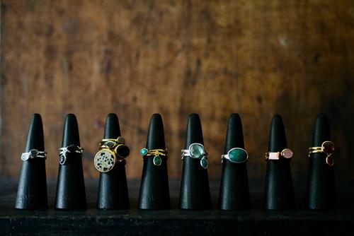 selection of adjustable rings in a row